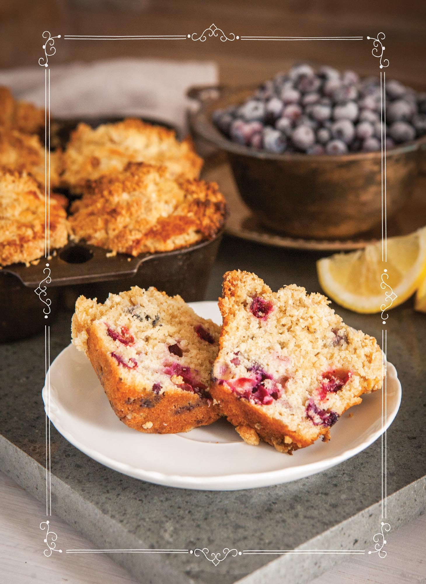 Picture of Blueberry Muffins With Coconut Lemon Topping.