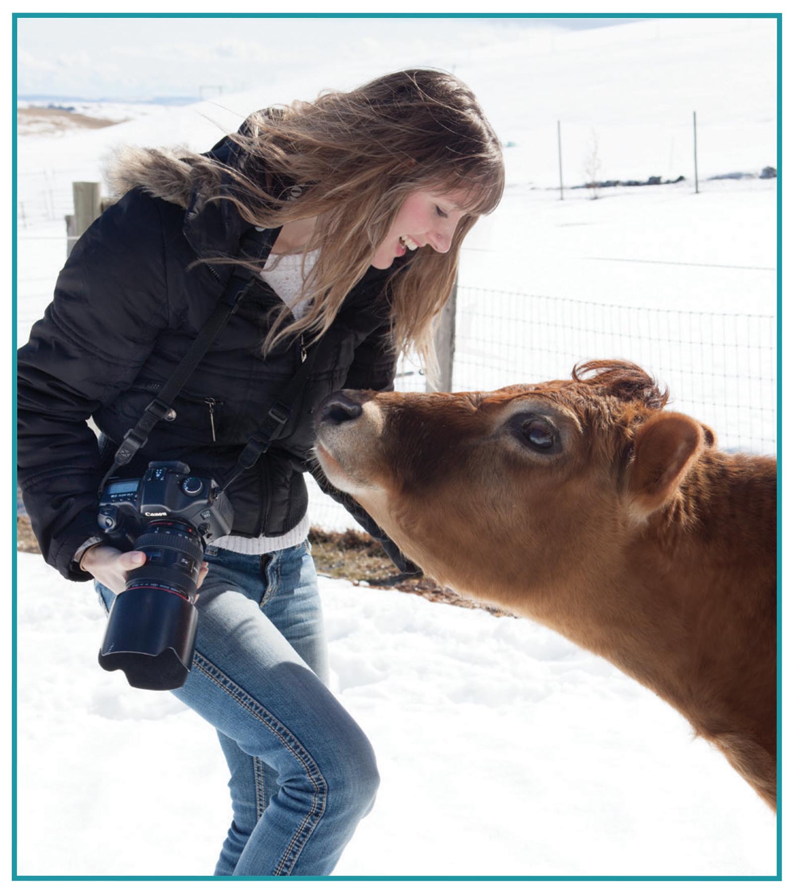 Picture of woman with cow.