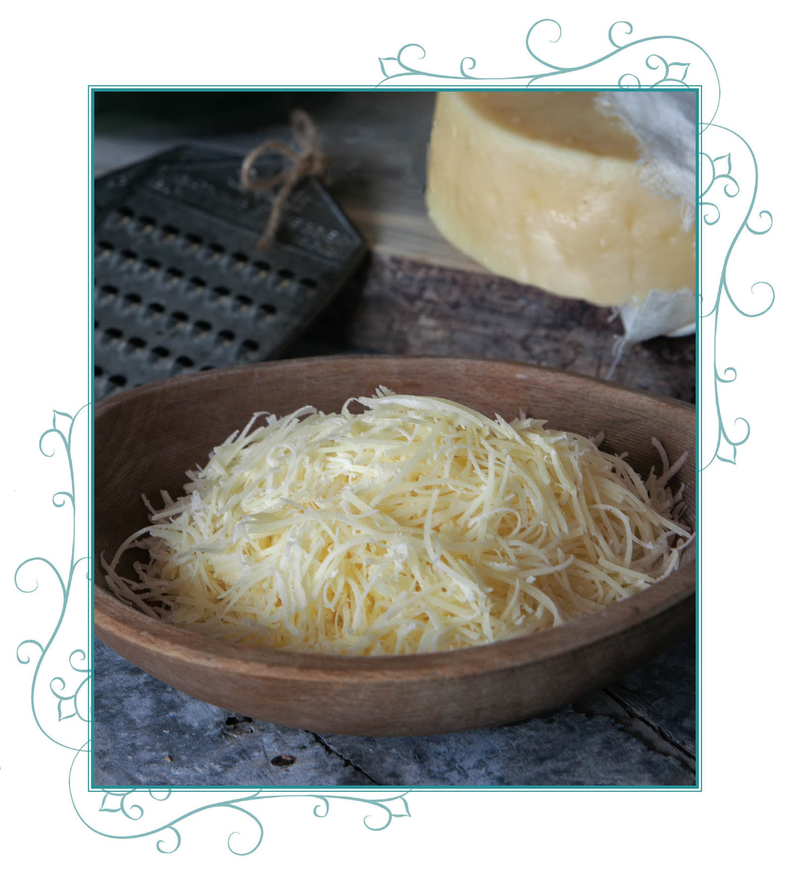 Picture of grated cheese.