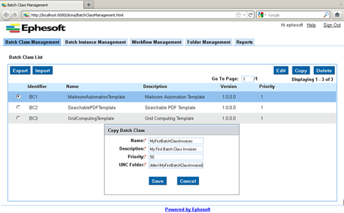 Copying an existing batch class