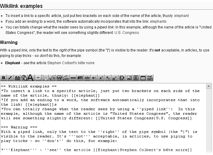 Compare what’s been typed into the edit box (bottom) to what’s in the preview portion of the page (top).