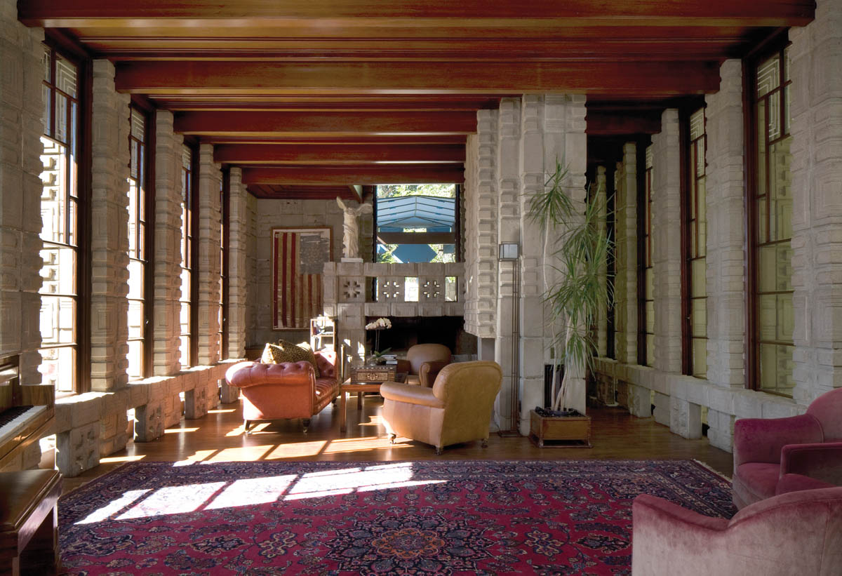 Storer House, living room looking west.