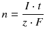 $$n=\frac{I\cdot t}{z\cdot F}$$