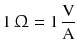 $$1\,\Upomega =1\,\frac{\text{V}}{\text{A}}$$