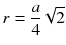 $$r=\frac{a}{4}\sqrt{2}$$