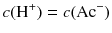 $$c(\mathrm{H}^{+}) = c(\mathrm{Ac}^{- })$$