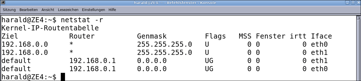 Ausgabe »netstat«