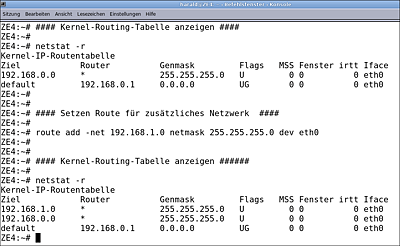 Setzen einer Route in ein (weiteres) Netz