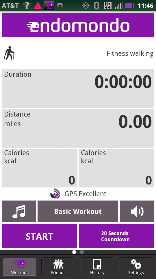 Set Endomondo for a walk