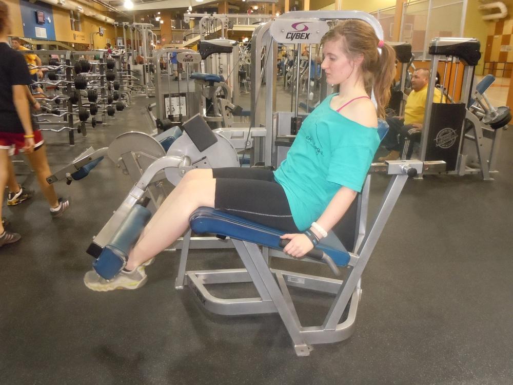 The leg extension machine for the quads