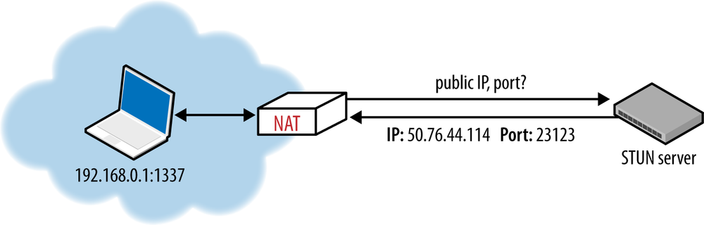 STUN query for public IP and port