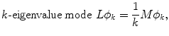 $$ k\hbox{-} \mathrm{eigenvalue}\;\mathrm{mode}\kern0.36em L{\phi}_k=\frac{1}{k}M{\phi}_k, $$