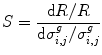 $$ S=\frac{\mathrm{d}R/R}{\mathrm{d}{\sigma}_{i,j}^g/{\sigma}_{i,j}^g} $$