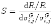 $$ S=\frac{\mathrm{d}R/R}{\mathrm{d}{\sigma}_{i,j}^G/{\sigma}_{i,j}^G} $$