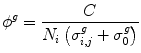 $$ {\phi}^g=\frac{C}{N_i\left({\sigma}_{i,j}^g+{\sigma}_0^g\right)} $$