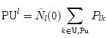 $$ {\mathrm{PU}}^l={\tilde{N}}_l(0){\displaystyle \sum_{k\in \mathrm{U},\mathrm{P}\mathrm{u}}{P}_{lk}} $$