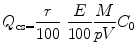 $$ {Q}_{\mathrm{cs}=}\frac{r}{100}\ \frac{E}{100}\frac{M}{pV}{C}_0 $$