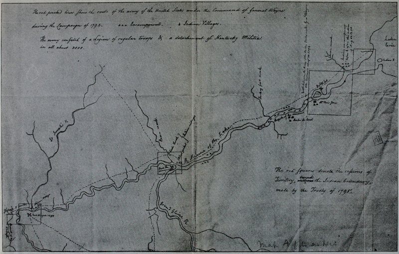 Dr. Belknap’s Map of Wayne’s Route in the Maumee Valley, 1794