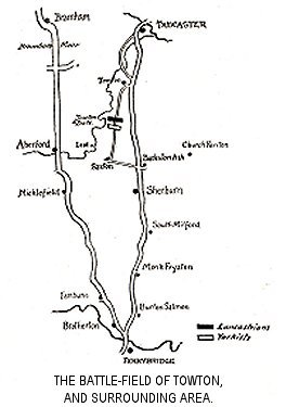 Map of Battlefield of Towton and Surrounding Country