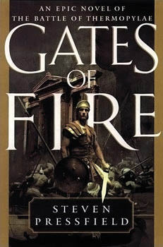 01-09 Steven Pressfield - Gates of Fire, 1998 (voorplat) [bron = commons.wikimedia.org].jpg