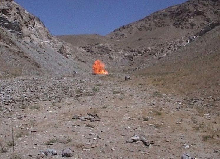 A 40mm grenade scores a direct hit out on the ranges – a devastating weapon of choice for the SBS lads waging war in Afghanistan.