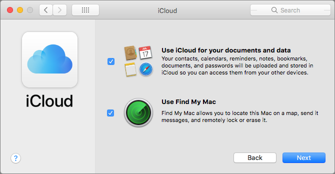 Figure 3: You can set up most iCloud services without any further effort by clicking Next here.