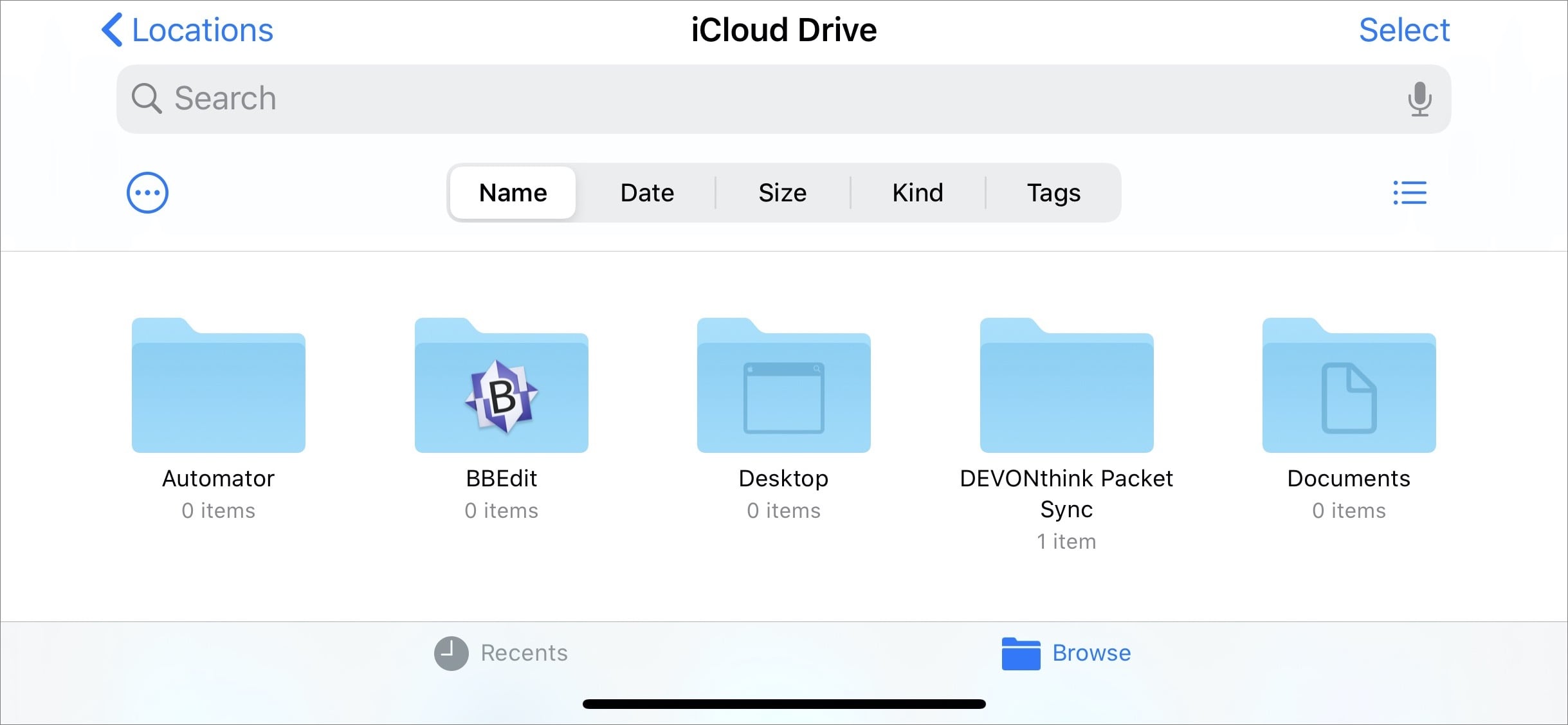 Figure 16: The iCloud Drive location in the Files app.