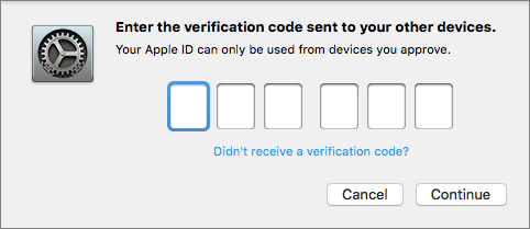 Figure 38: Enter the code from one of your other devices here. In most cases, you won’t even need to click Continue.