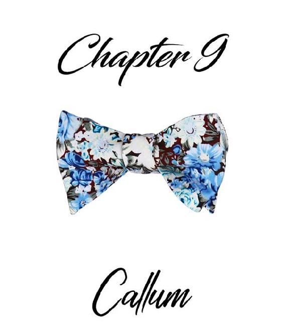 Chapter 9 Callum’s white-and-blue floral bow tie