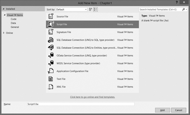 Adding an F# script file to a project