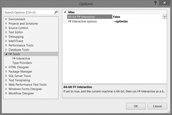 Setting F# Interactive options