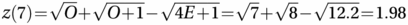 z(7)=O+O+1−4E+1=7+8−12.2=1.98