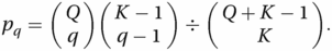 pq=(Qq)(K−1q−1)÷(Q+K−1K).