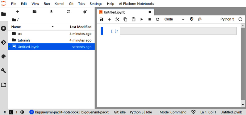 Figure 12.10 – When the notebook is initialized, an empty file is displayed
