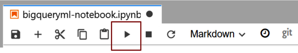 Figure 12.12 – The Run button in the notebook menu
