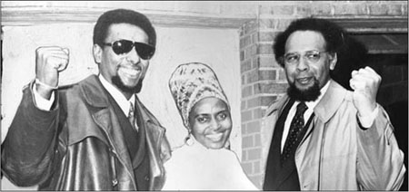 Stokely Carmichael is shown with his wife Miriam Makeba and attorney Howard Moore aft er testifying for the Senate subcommittee in 1970. Photo by Afro American Newspapers/Gado/ Getty Images