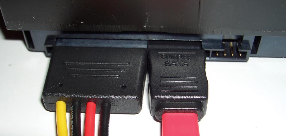 SATA power connector (left) and data connector