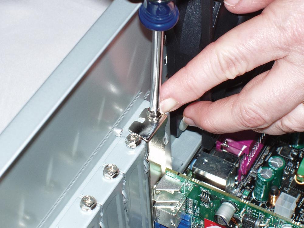 Secure the video card with a screw