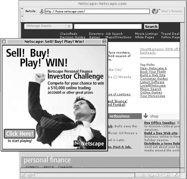 You, too, can annoy your friends, neighbors, and website customers with these unruly pop-up windows. Just add the Open Browser Window action to the <body> tag of your document. Now, when that page loads, a new browser window opens with the ad, announcement, or picture you specify. To be even more annoying, use the onUnload event of the <body> tag to open a new browser window—with the same web page—when your visitors try to exit the page. They won't be able to get to a different page, and may even encounter system crashes. Now that's annoying! Fortunately, most current web browsers prevent these kinds of automatic window-opening tricks, and will only open a new browser window when your visitor clicks a link.