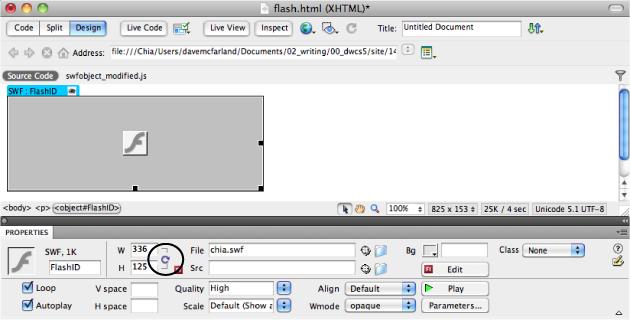 Use the Property inspector to set the display and playback controls for a Flash movie. Avoid the V space, H space, and align settings. Those same formatting options are better handled with CSS.