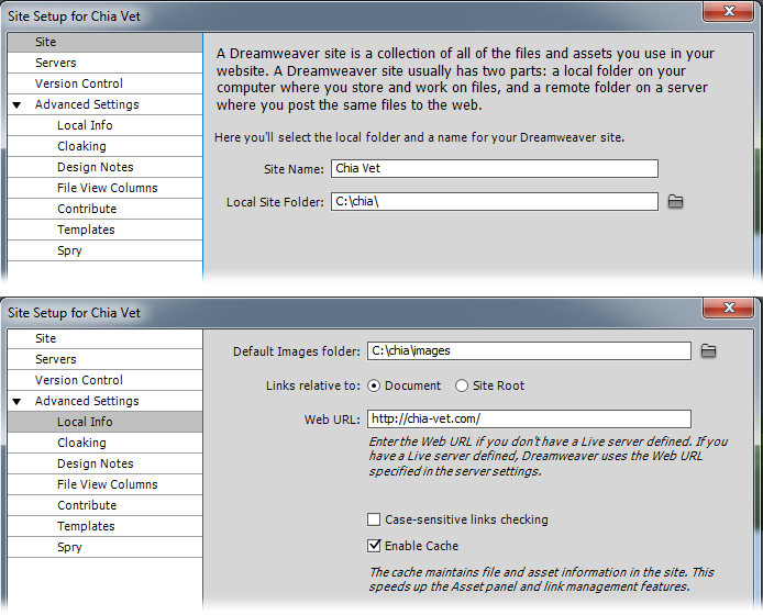 Dreamweaver CS5 introduces a new site setup process that replaces the old "Site Definition Window" with a simpler (but sometimes more confusing) Site Setup window.