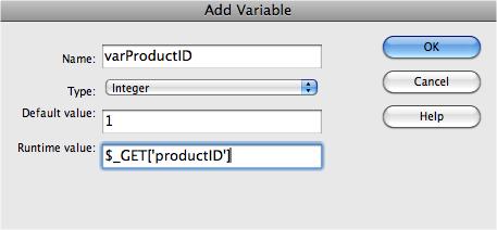 This dialog box lets you create variables to customize an SQL statement. You're not limited to the filter part of an SQL statement (the WHERE clause) when you use variables, either. You can include them as any part of the statement. For example, one variable might determine the order of a sort operation: ASC or DESC.