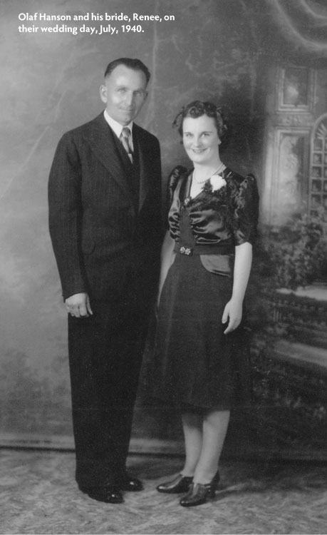 [image] Olaf Hanson and his bride, Renee, on their wedding day, July, 1940