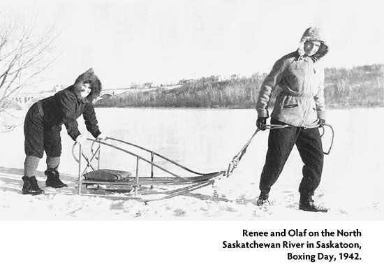 [image] Renee and Olaf on the North Saskatchewan River in Saskatoon, Boxing Day, 1942