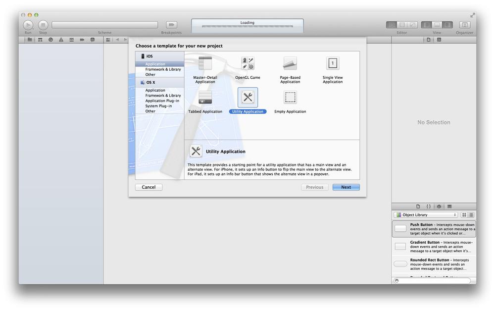 Selecting Utility Application in the New Project window