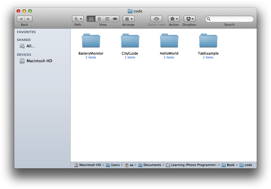 The CityGuide project folder in the Finder