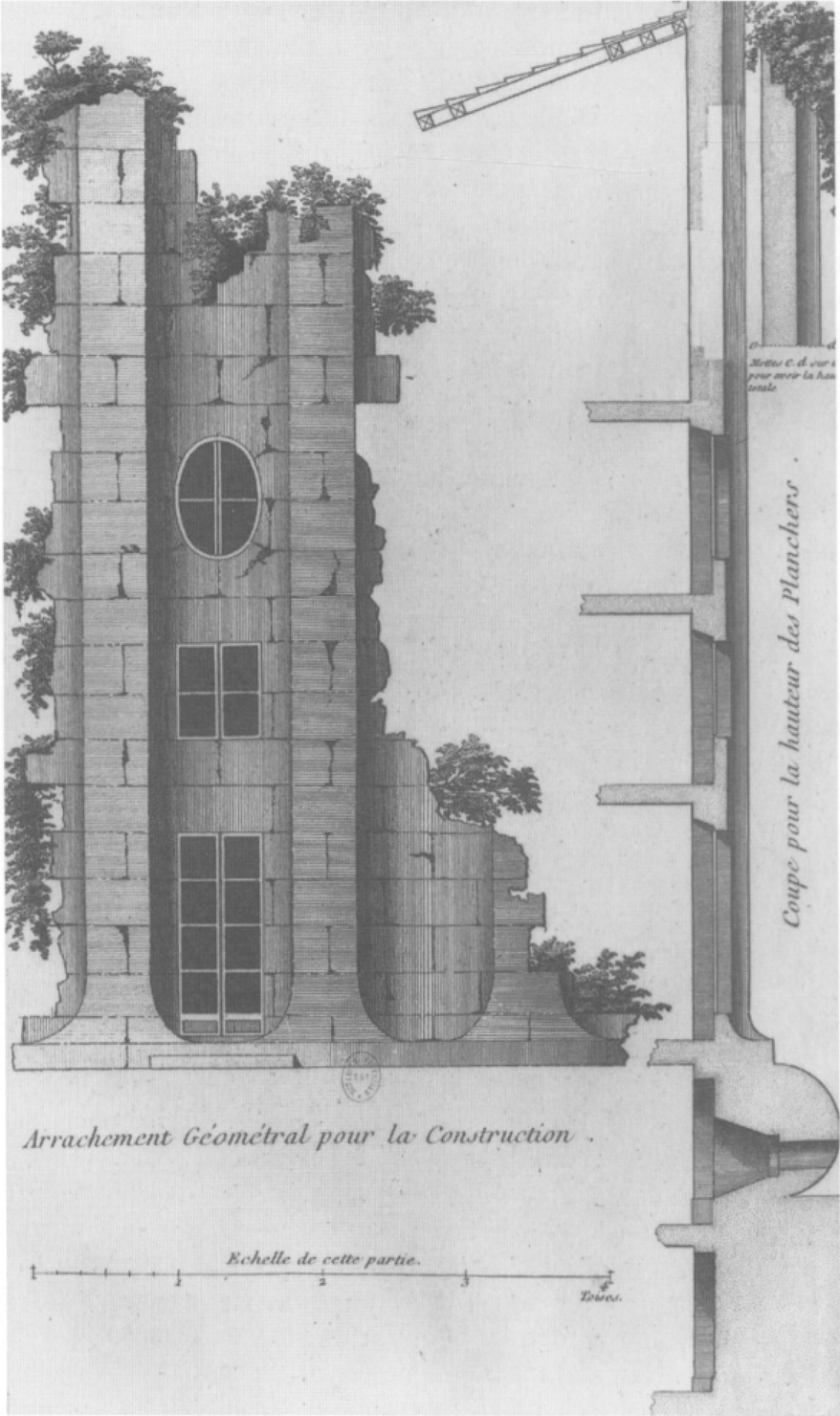 Plate II ‘La colonne détruite’ in Le Désert de Retz: cross-section of building with cellars. Cliché Bibliothèque Nationale de France, Paris.