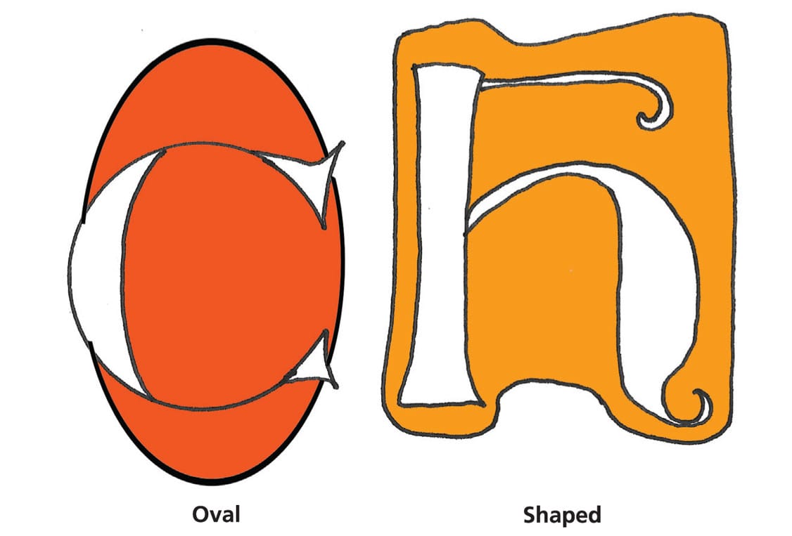 image left: oval and image right: shaped