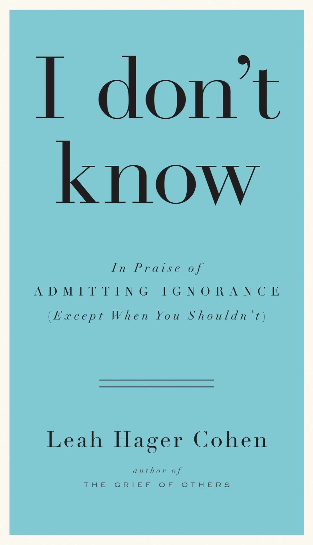 Cover for I don’t know