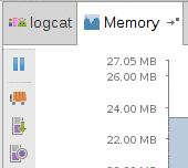 Android Studio, Android Monitor, Memory Tab, Toolbar